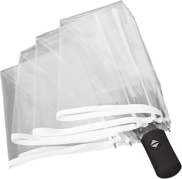 Automatic Clear Dome Umbrella With Case, Compact Foldable Windproof Steel Frame, For Men Women Travel Wedding Golf, 98 Cm Diameter