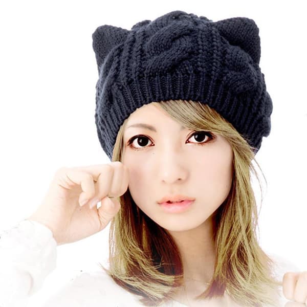 Damehøstberet med vri, vinterstrikket hatt, japansk stil