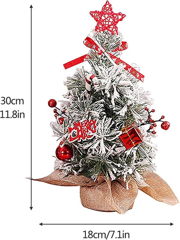 Tabletop Artificial Christmas Tree with Fabric Base and Red Berries - 30 cm Red