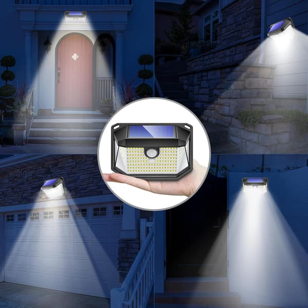 LED-solcellelamper til udendørs brug, 178 LED-solcellelamper til ydermure med 3 bevægelsessensor-tilstande, IP65 vandtæt lampe
