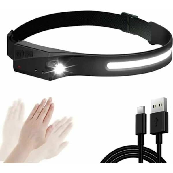 LED COB Sensor Headlamp Headlight USB Rechargeable Waterproof