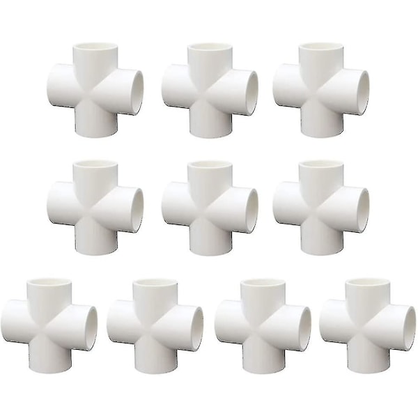 10 stycken PVC 4-vägs kors för att bygga växthusramar och möbelanslutningar 20 mm [kk]