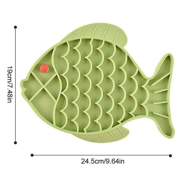 Anti-slimete silikonskål for hunder og katter - Slow Feed Fish Green, Sunny