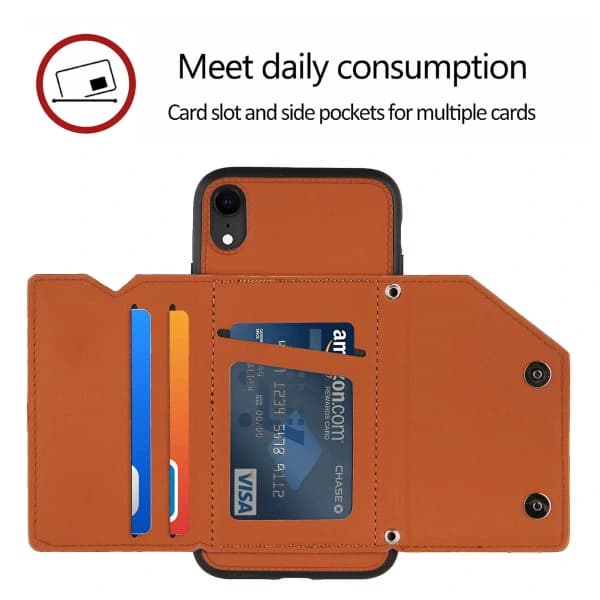 Fodral Kompatibelt med iPhone Xr Vintage Cuir Cover Bumper - Brun null none
