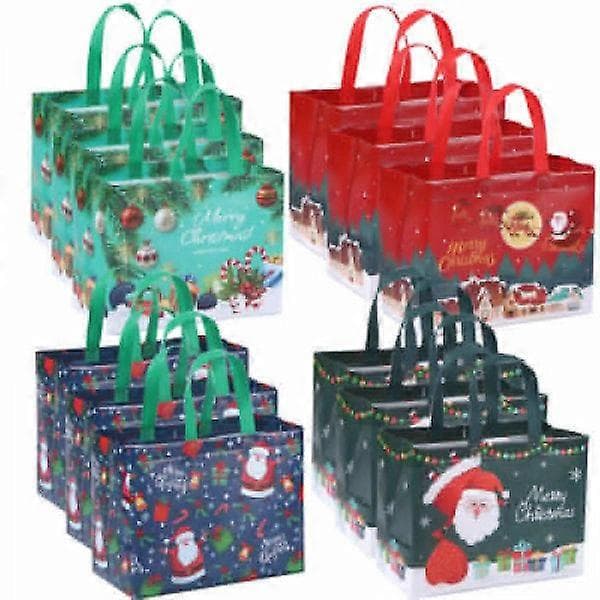 4-12 Large Christmas Gift Bags with Handles Christmas Totes Bulk Reusable