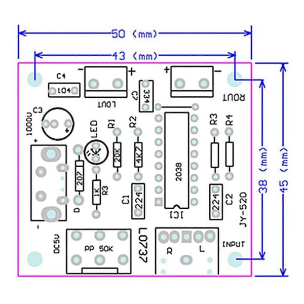 Mini-forstærkerkort 5W+5W HiFi Tokanals PM CM2038 5V USB-strømforsyning Lydforstærker