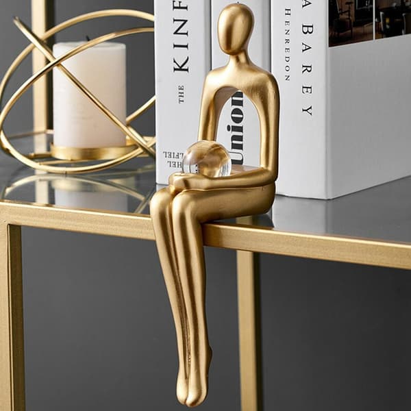 Abstract Thinker Statue Sculpture Small Ornaments Gold Resin Statue Abstract Statue Desk Decor A