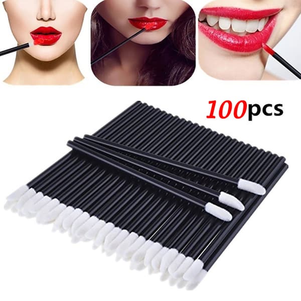 100 stk Sorte Engangs Læbebørster Gloss Applikatorer Makeup Kosmetik Værktøj