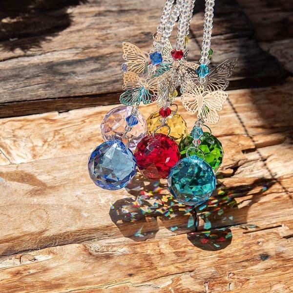 Sommerfuglkrystall solfanger glassanheng ornament bryllup