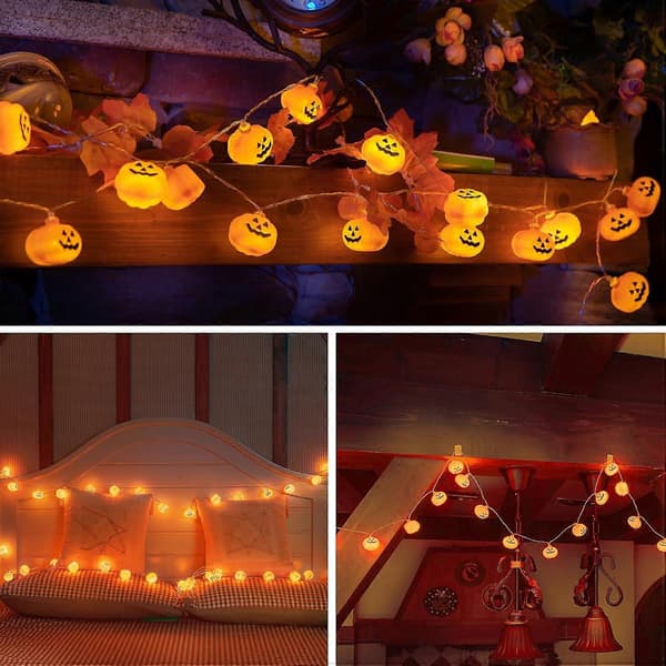 2025 Halloween String Lights 40 LED 6m - Halloween Decoration Room, Pumpkin Decoration with Timer and 1.5m USB Cable