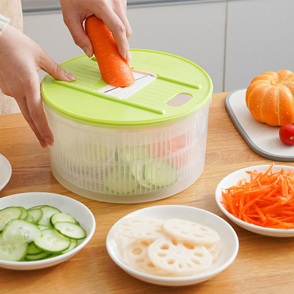 Salad Spinner Multifunctional Efficient Safe Durable Vegetable Spinner Cutter for Fruit Salad