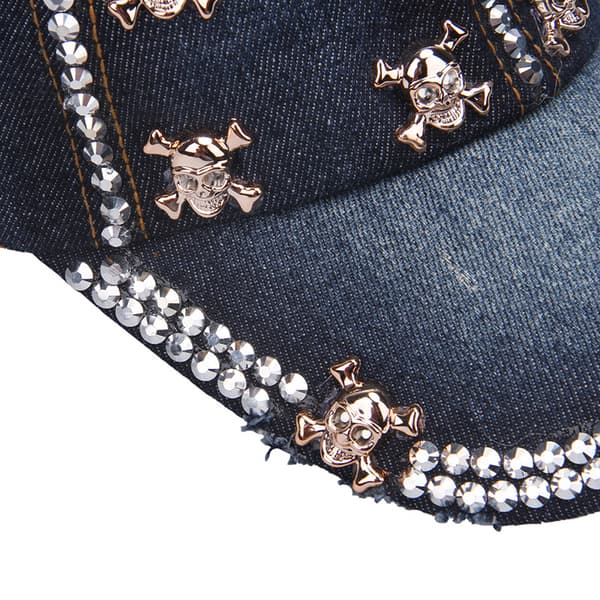 Strass-baseballkasket - dødningehoved, cowboyhat i stil