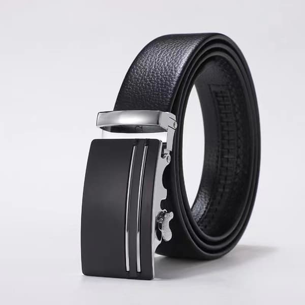 Lærbelt for menn, automatisk spenne lærbelt med sperre 120 cm