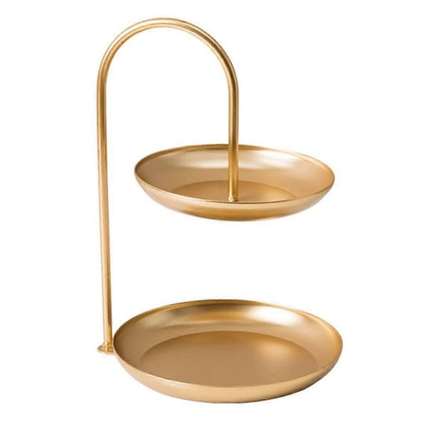 Wire Metal Fruit Basket, Double Layer, Countertop, Small Candy Holder Gold Gold