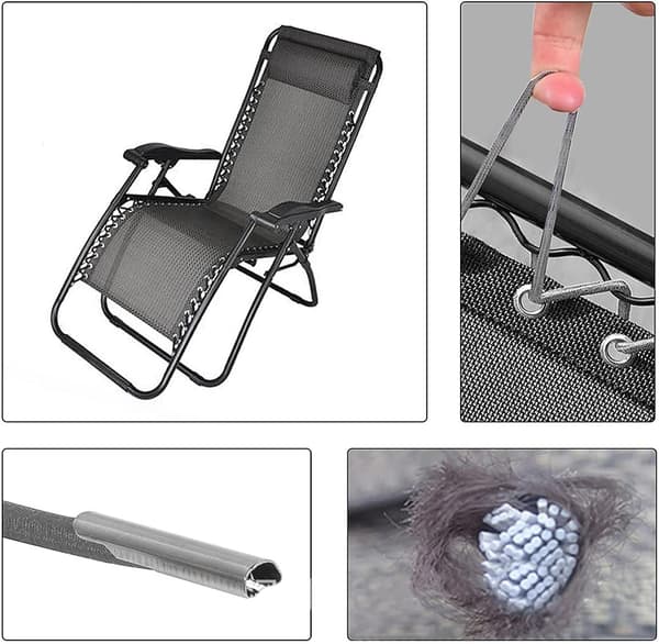 Udskiftningsreb, 4 elastiske snore til Zero-Gravity-stol (grå)
