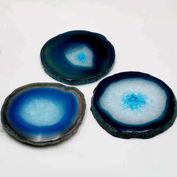 Drink Coaster Natural Agate Green Round Heat Resistant Stone Coaster For Kitchen Dining Table Drink (FMY)