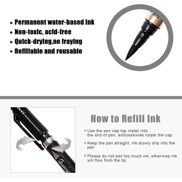 Calligraphy Pens - 6-pack Calligraphy Set for Beginners, Refillable