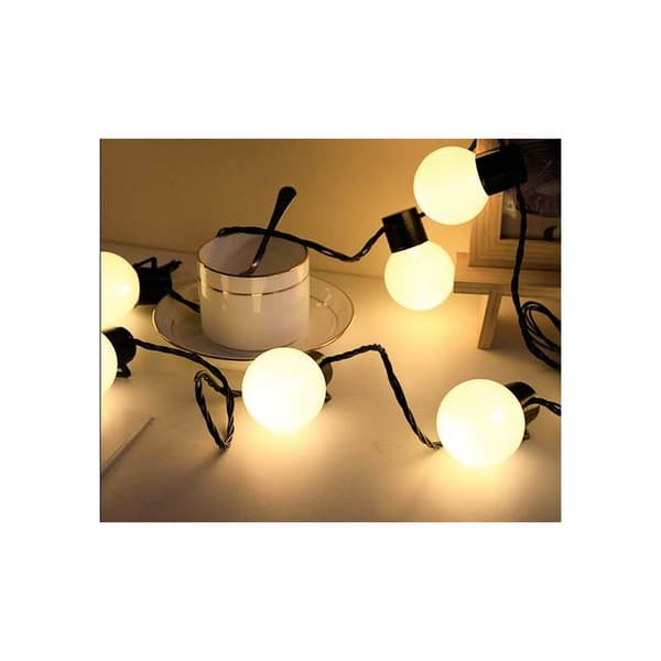 1 st dekorativ ljusslinga, 20 LED-bollar för bröllopsfest, semester, trädgård, rum (vit)