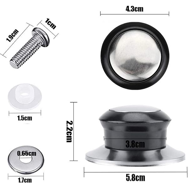 Pot Lid Knob - 8-pack - Universal Kitchen Knobs - Lid Knob - 5 - 12mm Universal - Stainless Steel