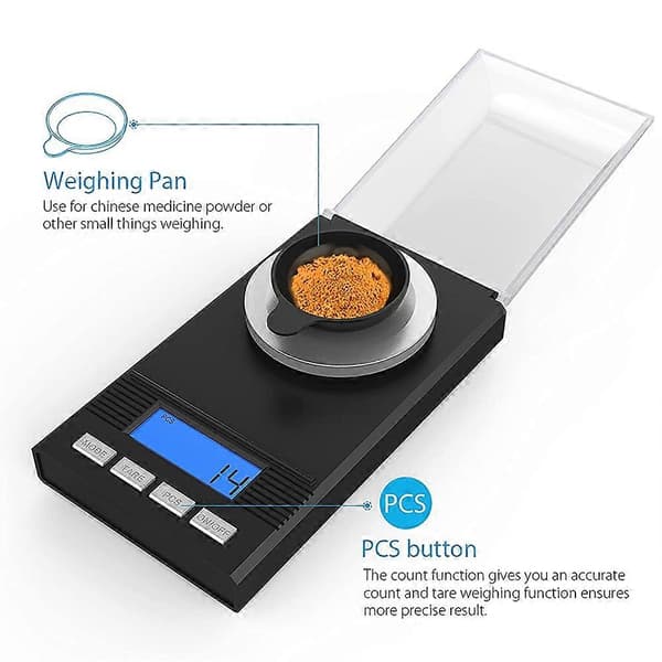 50G/0.001G Milligram Scale, Milligram Precision Scale, MG, Pocket Scale, Laboratory Scale with LCD Display