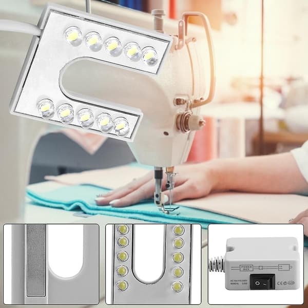 LED-lampe med fleksibel svanehals og magnetisk base for symaskin 110-265V EU-plugg