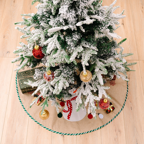 Juldekorationer Linne gubbe klibbig snögubbe tyg träd kjol gubbe Julgran midja Julgransdekoration