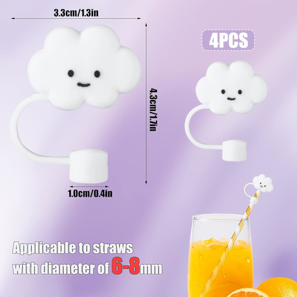 #4 Straw Covers, Dustproof Straw Toppers, Cute Straw Caps, Reusable