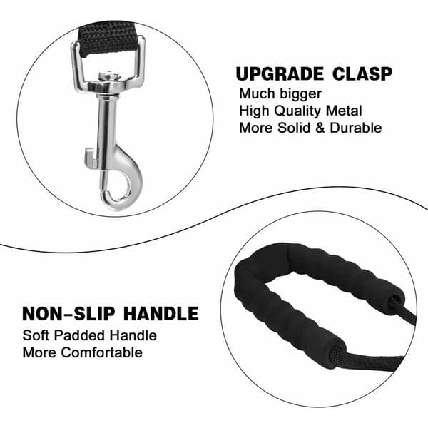 Nylon hundeleke med polstret håndtak for små til store hunder - 10 m, svart