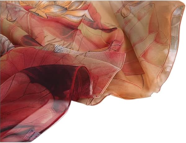 Georgette Chiffon Sjal Kvinder Langt Sjal Blomstret Mønster