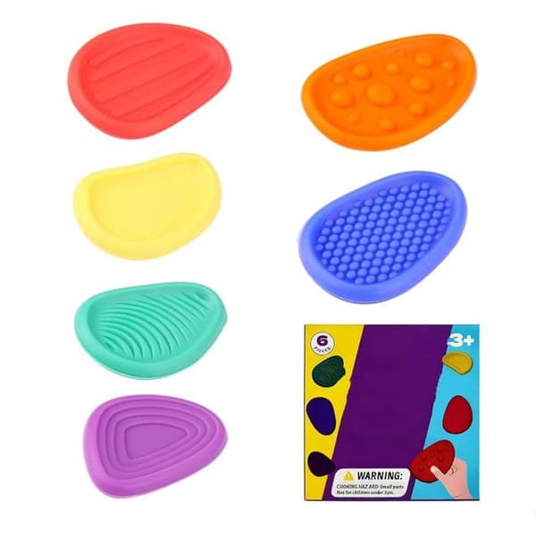 Sensoriske leker for barn, 6 deler silikon fidget leker sensoriske steiner, teksturerte bekymringssteiner, autisme [YJD]