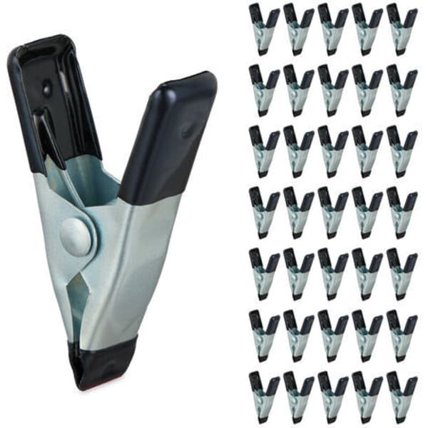 36 stk. Klemmer, Limklemmer til DIY, Modelbygning, Metal, Klembredde 20mm, Små Sorte Klemmer