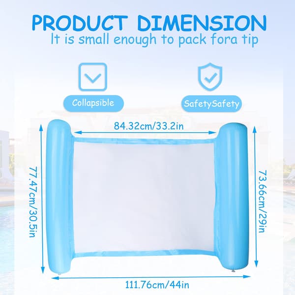 Inflatable bath bed, water hammock 4-in-1 deck chair pool blue