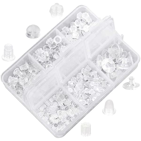Earring Silicone Earring Back 6 Clear Rubber Earring Safety Back Plug Replacement Kit (550 -600pcs) Transparent Transparent