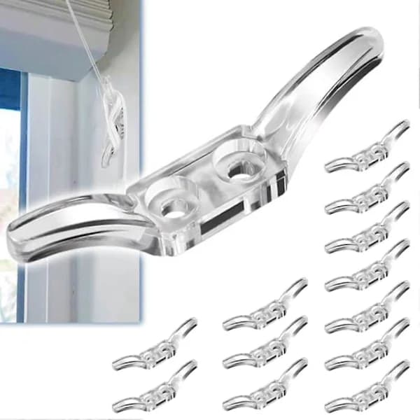 12 Pcs Transparent Cord Locks for Blinds Keep Your Window Blinds and Curtains Tidy Stable Positioning Hooks QingHai Clear 12 Pcs