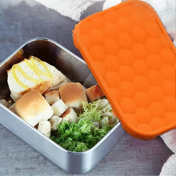 720 ml Bento matboks i rustfritt stål for barn, lekkasjesikkert silikonlokk, stablebare metallbeholdere for snacks og sauser, bærbar matboks