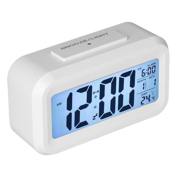 LED Digital Väckarklocka med Stor Display, Elektronisk Nattlampa, Snooze-funktion, Väckarklocka för Sovrum, Hem, Kontor, Vit