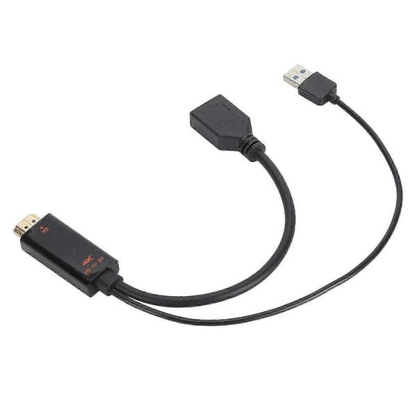 HD Multimedia Interface til DisplayPort Kabeladapter med USB-strøm 3840x2160 60Hz 25cm Lang Videoadapterkabel