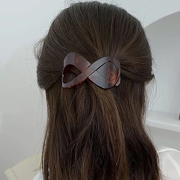 2 minimalistiske hårklemmer til krøllet hår (lys rav og sort), hårspænde