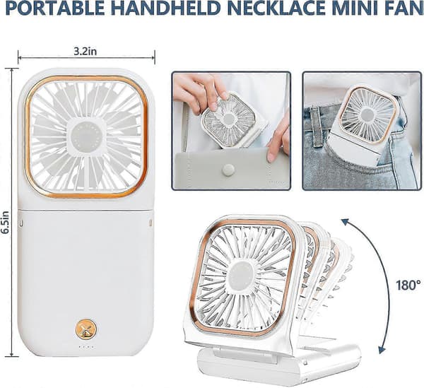 Portable Handheld Personal Necklace Fan Foldable Mini Quiet USB Rechargeable Fan With Mobile Phone (FMY)