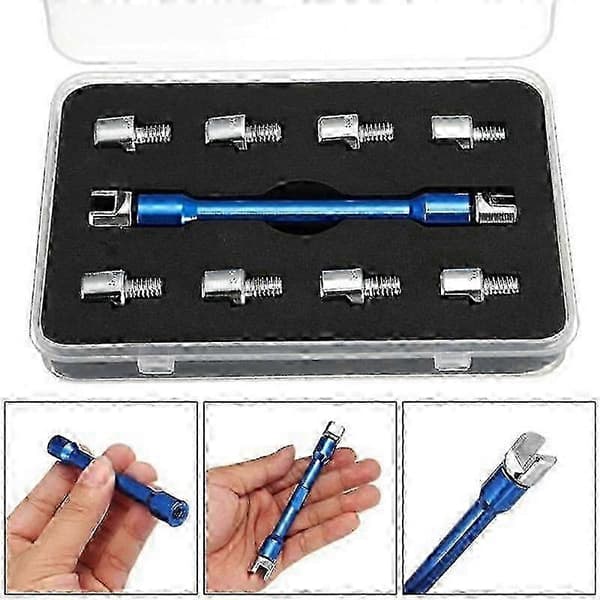 1 Set Blue Motorcycle Spoke Wrench And 10 Hardened Tips 5.0-6.8 For Most Motorcycles