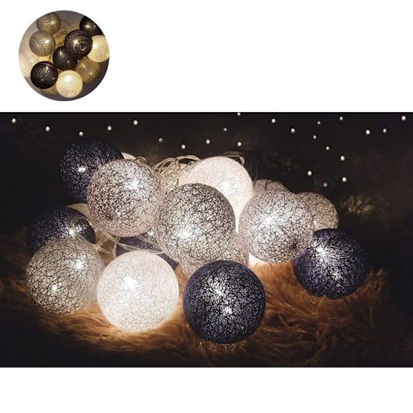 Puuvillapallojen jouluvalot paristoilla - 3M 20 LED-pallovaloa