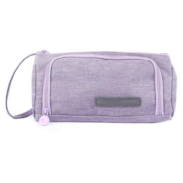 Canvas Pencil Case Large Capacity Multifunctional Waterproof Cute Pen Bag Box Purple