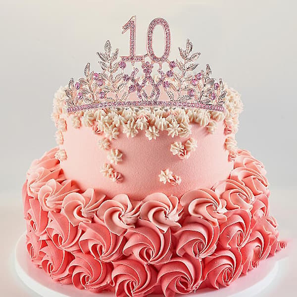 10-årsdagspresent: Rosa skärp och tiara-set för kvinnor