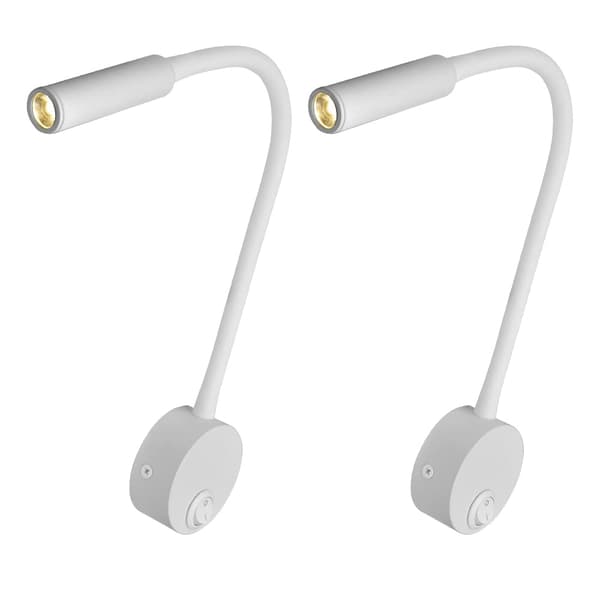 Pakke Hvit Veggspotlight - Cobmontering Sengelampe - Overflatevegg, 3W, Nattlampe med Knappbryter