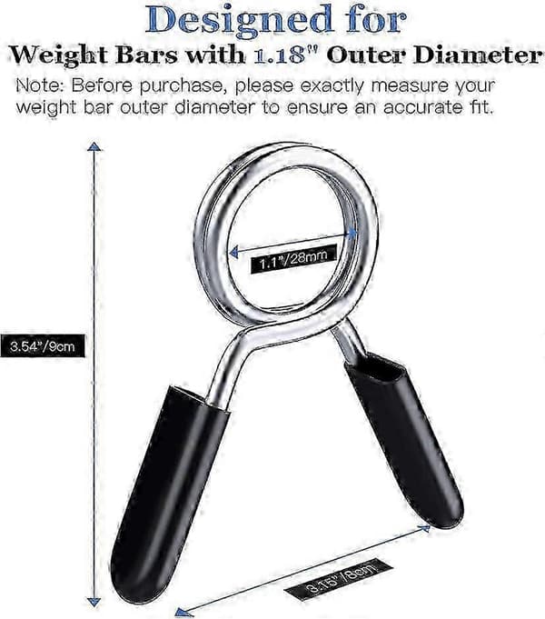 28MM Dumbbell Spring Lock Sport Collar Clip Barbell Buckle (Black) 4 Pieces [DB]