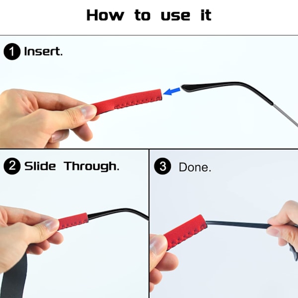 6-pak neopren elastisk snorholderrem, brilleholder - Perfet