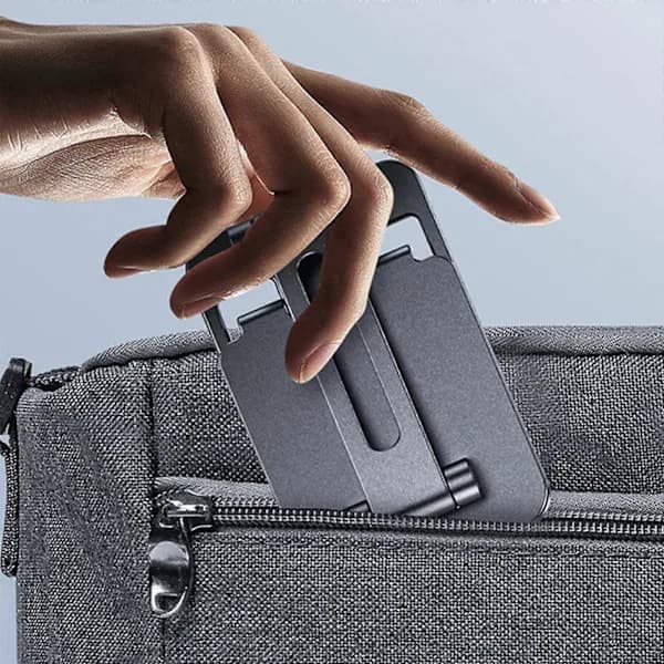 Mobiltelefonstativ Holder til skrivebord Justerbar Sammenfoldelig Fleksibel Telefonholder Tablet Vertikalt Stativ til Skrivebord Sølv