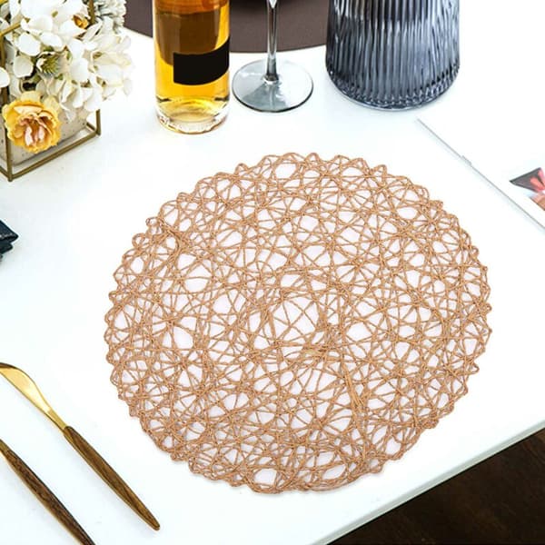 Round Woven Paper Placemats, Decorative Rope Mats for Dinner, Party, and Wedding 12-Pack
