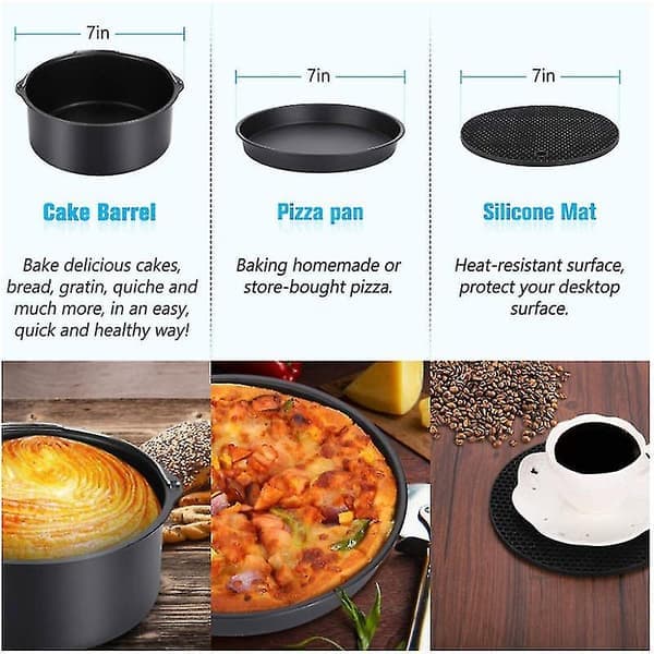 Tilbehør til Airfryer Passer til alle Airfryere 6/7/8 tommer 5-delt sæt (størrelse: 6 tommer 5-delt sæt)