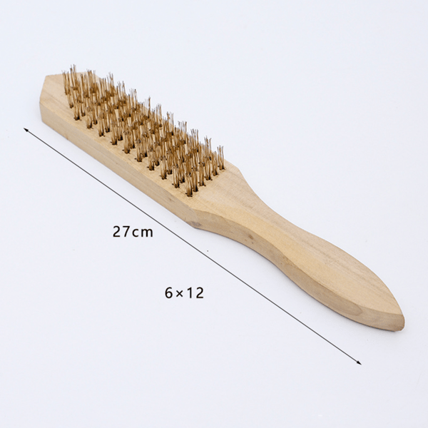 Wire Brush with Wooden Handle - Manual Tool for Removing Paint, V